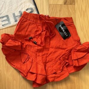 Linen Blend - Shein High Waisted Ruffle Shorts - XS - New with Tags